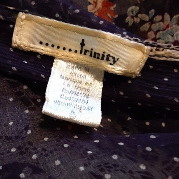 Anthropologie Trinity Purple 100% Silk Empire Waist 90s Sheer Floral Mini-Dress - Picture 4 of 15